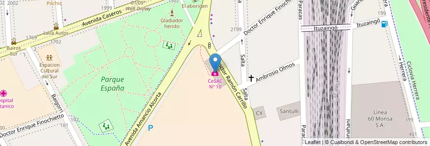 Mapa de ubicacion de CeSAC Nº 10, Barracas en 阿根廷, Ciudad Autónoma De Buenos Aires, Comuna 4, 布宜诺斯艾利斯.