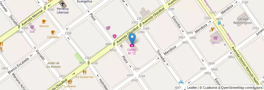 Mapa de ubicacion de CeSAC Nº 12, Villa Urquiza en アルゼンチン, Ciudad Autónoma De Buenos Aires, Comuna 12, ブエノスアイレス.