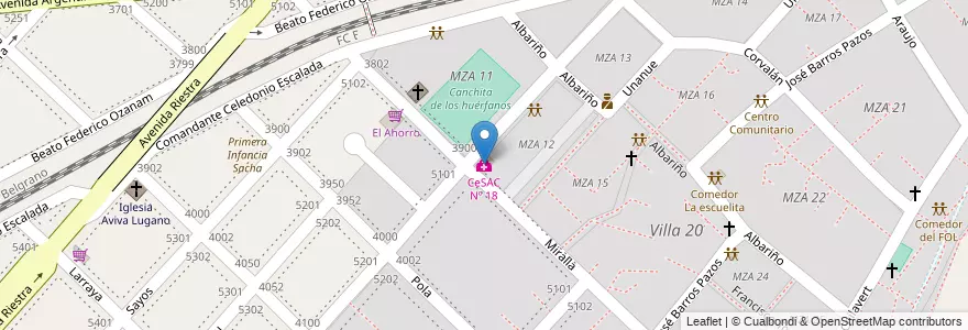 Mapa de ubicacion de CeSAC Nº 18, Villa Lugano en الأرجنتين, Ciudad Autónoma De Buenos Aires, Buenos Aires, Comuna 8.