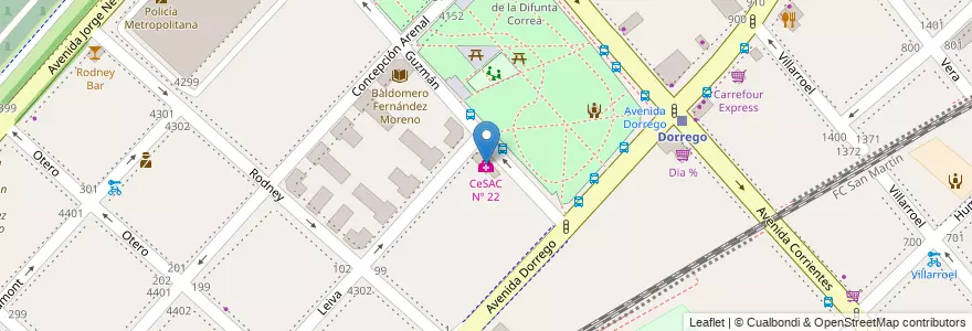 Mapa de ubicacion de CeSAC Nº 22, Chacarita en Аргентина, Буэнос-Айрес, Буэнос-Айрес, Comuna 15.
