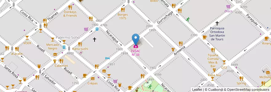 Mapa de ubicacion de CeSAC Nº 26, Palermo en Argentina, Autonomous City Of Buenos Aires, Autonomous City Of Buenos Aires, Comuna 14.