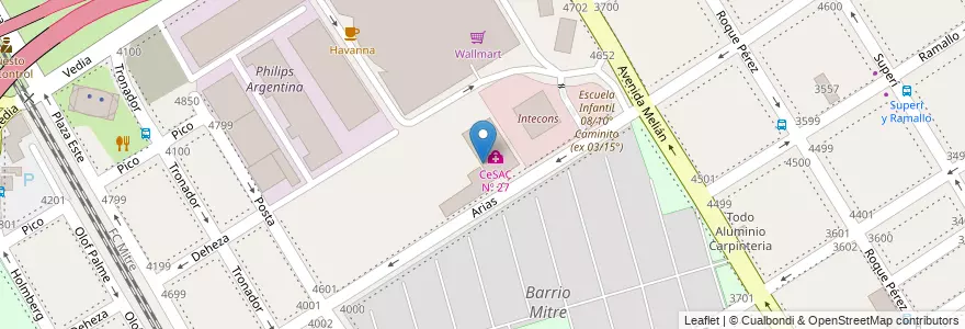 Mapa de ubicacion de CeSAC Nº 27, Saavedra en Аргентина, Буэнос-Айрес, Comuna 12, Partido De Vicente López, Буэнос-Айрес, Vicente López.