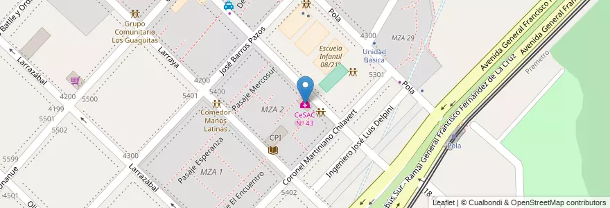 Mapa de ubicacion de CeSAC Nº 43, Villa Lugano en Аргентина, Буэнос-Айрес, Буэнос-Айрес, Comuna 8.