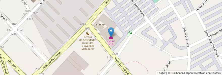 Mapa de ubicacion de CeSAC Nº 5, Villa Lugano en Аргентина, Буэнос-Айрес, Comuna 9, Буэнос-Айрес.