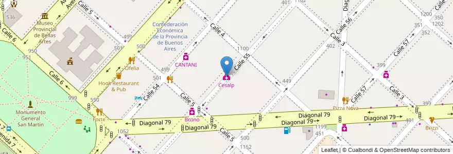 Mapa de ubicacion de Cesalp, Casco Urbano en Argentina, Provincia Di Buenos Aires, Partido De La Plata, La Plata.