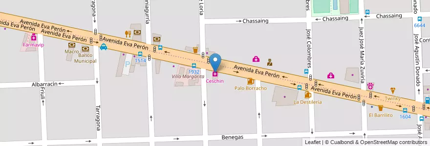 Mapa de ubicacion de Ceschin en آرژانتین, سانتافه, Departamento Rosario, Municipio De Rosario, تسبیح.