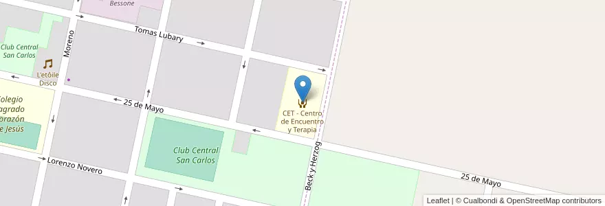 Mapa de ubicacion de CET - Centro de Encuentro y Terapia en アルゼンチン, サンタフェ州, Departamento Las Colonias, San Carlos Centro.