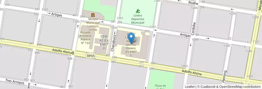 Mapa de ubicacion de CET Nº 1 Escuela Técnica Sanchez Platero (Ex ENET 1) en الأرجنتين, ريو نيغرو, General Roca, Departamento General Roca, General Roca.