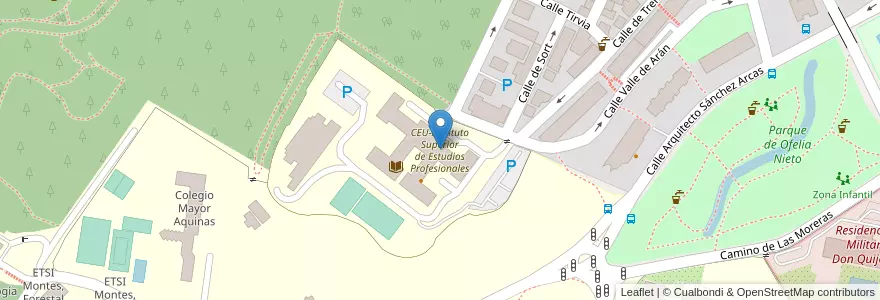 Mapa de ubicacion de CEU-Instituto Superior de Estudios Profesionales en スペイン, マドリード州, Comunidad De Madrid, Área Metropolitana De Madrid Y Corredor Del Henares, Madrid.