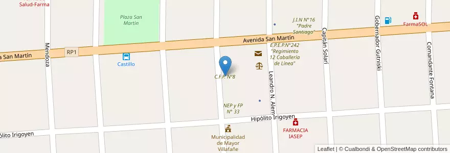 Mapa de ubicacion de C.F.P. Nº8 en Argentina, Formosa, Departamento Pirané, Municipio De Mayor Vicente Villafañe.