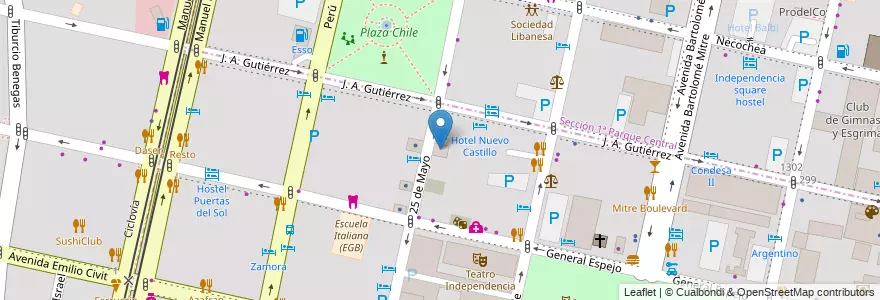 Mapa de ubicacion de CGT - Mendoza en Argentinien, Chile, Mendoza, Departamento Capital, Ciudad De Mendoza.
