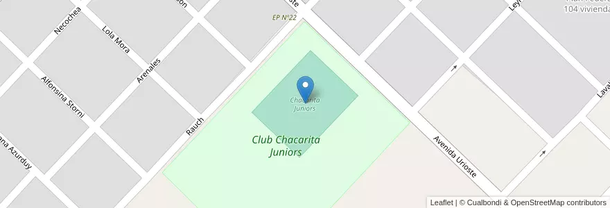 Mapa de ubicacion de Chacarita Juniors en الأرجنتين, بوينس آيرس, Partido De Azul.