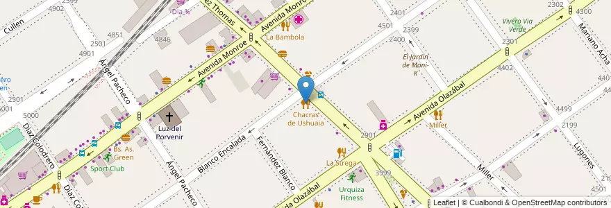 Mapa de ubicacion de Chacras de Ushuaia, Villa Urquiza en 阿根廷, Ciudad Autónoma De Buenos Aires, Comuna 12, 布宜诺斯艾利斯.