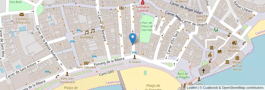 Mapa de ubicacion de Chai en İspanya, Catalunya, Barcelona, Garraf, Sitges.