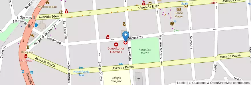 Mapa de ubicacion de Chalet Consultorios en 아르헨티나, Córdoba, Departamento Punilla, Pedanía San Antonio, Municipio De La Falda.