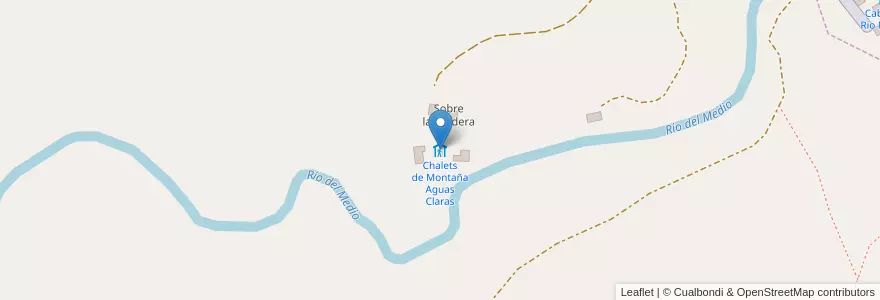 Mapa de ubicacion de Chalets de Montaña Aguas Claras en Argentinien, Provinz Córdoba, Departamento Calamuchita, Pedanía Los Reartes, Comuna De La Cumbrecita.