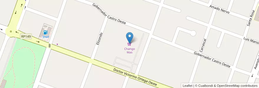 Mapa de ubicacion de Chango Mas en Argentinië, San Juan, Chili, Rawson.
