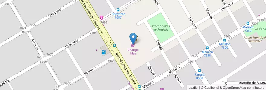 Mapa de ubicacion de Chango Más en Arjantin, Córdoba, Departamento Capital, Pedanía Capital, Córdoba, Municipio De Córdoba.
