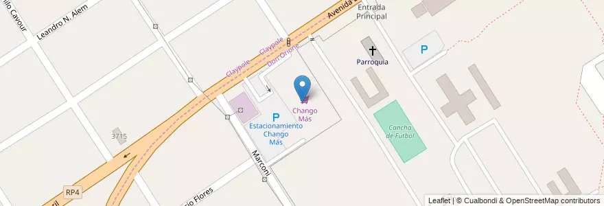 Mapa de ubicacion de Chango Más en 阿根廷, 布宜诺斯艾利斯省, Partido De Almirante Brown, Claypole.