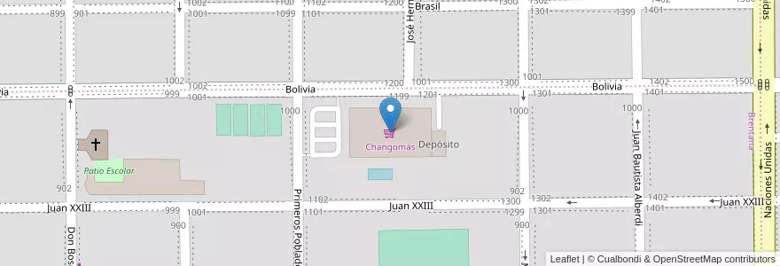 Mapa de ubicacion de Changomás en 아르헨티나, 칠레, 리오네그로주, Cipolletti, Departamento General Roca.