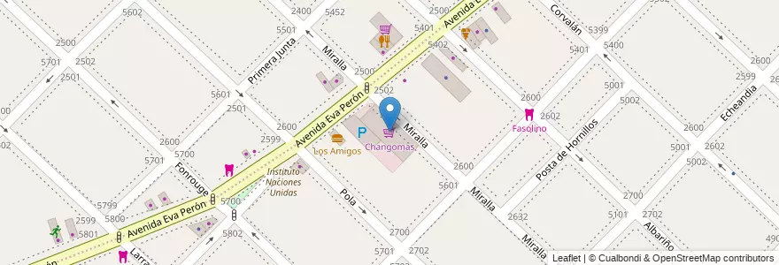 Mapa de ubicacion de Changomas, Villa Lugano en アルゼンチン, Ciudad Autónoma De Buenos Aires, Comuna 9, ブエノスアイレス.
