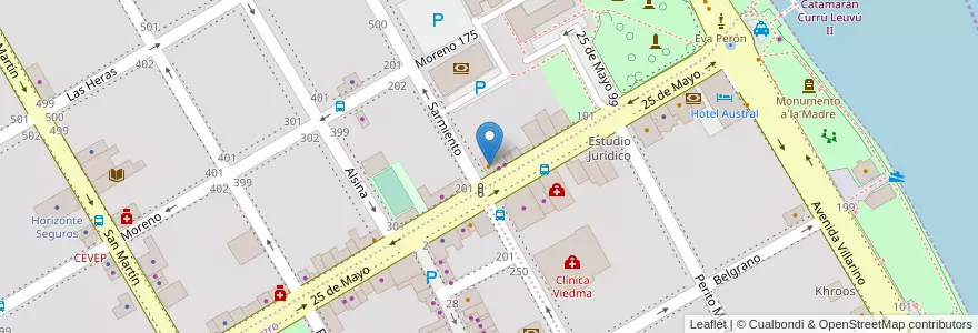 Mapa de ubicacion de Chao Pinto en 아르헨티나, 리오네그로주, Departamento Adolfo Alsina, Viedma, Viedma.
