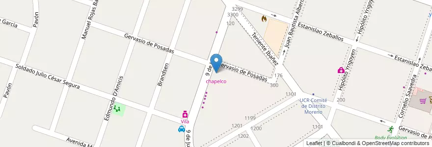 Mapa de ubicacion de chapelco en 아르헨티나, 부에노스아이레스주, Partido De Moreno, Moreno.