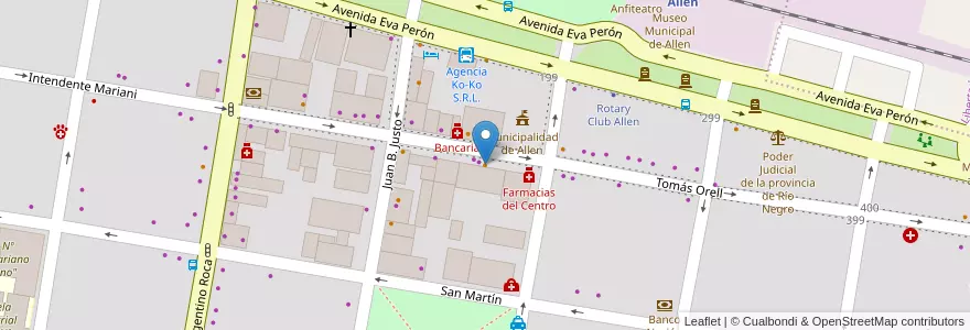 Mapa de ubicacion de Chaplin en 阿根廷, 智利, 内格罗河省, Municipio De Allen, Departamento General Roca.