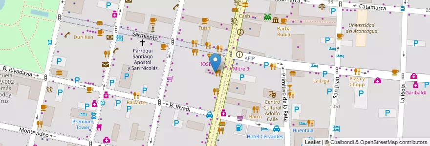 Mapa de ubicacion de Charif Peatonal en アルゼンチン, チリ, メンドーサ州, Departamento Capital, Ciudad De Mendoza.