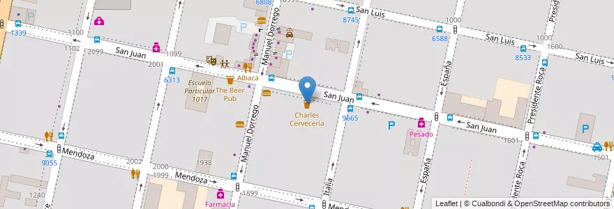 Mapa de ubicacion de Charles Cervecería en آرژانتین, سانتافه, Departamento Rosario, Municipio De Rosario, تسبیح.
