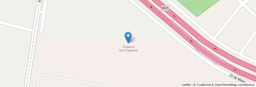 Mapa de ubicacion de Chatarra San Cayetano en 阿根廷, 智利, Mendoza, Departamento Guaymallén, Distrito Kilómetro 8, Distrito General Ortega.