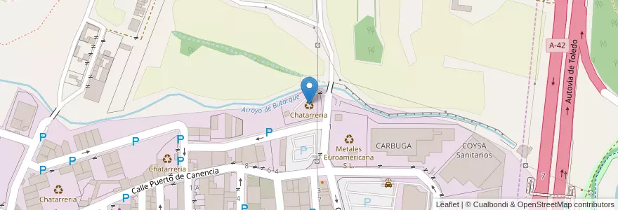 Mapa de ubicacion de Chatarreria en إسبانيا, منطقة مدريد, منطقة مدريد, Área Metropolitana De Madrid Y Corredor Del Henares, Leganés.