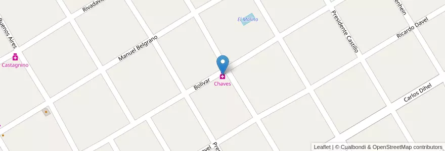 Mapa de ubicacion de Chaves en Arjantin, Buenos Aires, Partido De Almirante Brown, Longchamps.