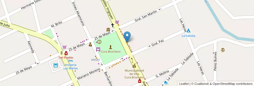 Mapa de ubicacion de Chelo en Argentinië, Córdoba, Departamento San Alberto, Villa Cura Brochero, Pedanía Tránsito, Municipio De Villa Cura Brocheroa.