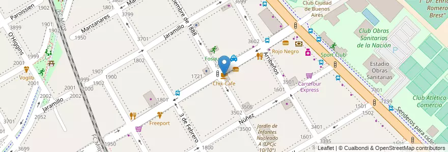 Mapa de ubicacion de Chik-Cafe, Nuñez en Argentinië, Ciudad Autónoma De Buenos Aires, Buenos Aires, Comuna 13.
