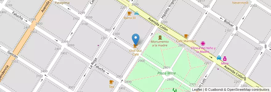 Mapa de ubicacion de Chill Out Café en الأرجنتين, بوينس آيرس, Partido De General Pueyrredón, مار ديل بلاتا.