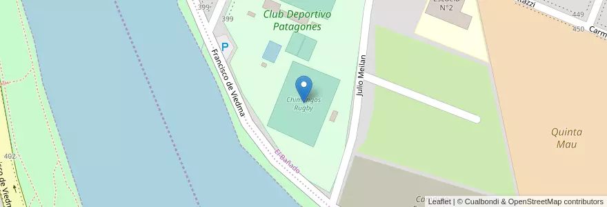 Mapa de ubicacion de Chimangos Rugby en アルゼンチン, リオネグロ州, Departamento Adolfo Alsina, Viedma, Viedma.