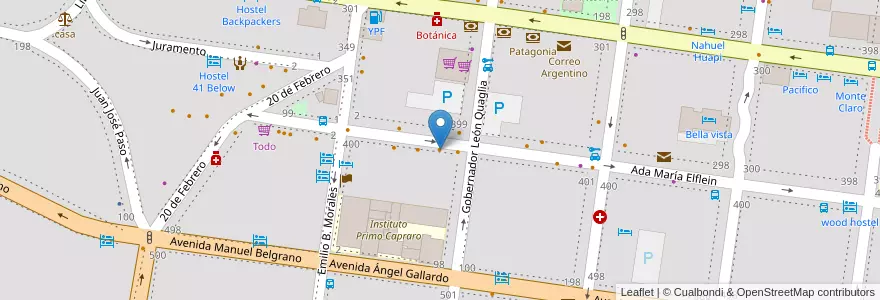 Mapa de ubicacion de Chimi Bar en アルゼンチン, チリ, リオネグロ州, Departamento Bariloche, Municipio De San Carlos De Bariloche, San Carlos De Bariloche.