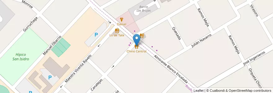 Mapa de ubicacion de Chino Central en Argentinië, Buenos Aires, Partido De San Isidro, Beccar, Boulogne Sur Mer.