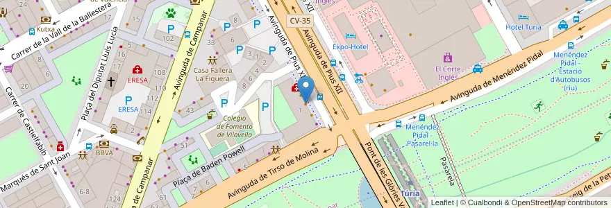 Mapa de ubicacion de Chino Feliz en اسپانیا, Comunitat Valenciana, València / Valencia, Comarca De València, València.