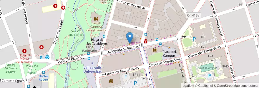Mapa de ubicacion de Chino Feliz en Spanje, Catalonië, Barcelona, Vallès Occidental, Terrassa.