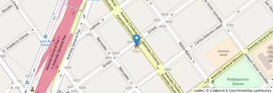 Mapa de ubicacion de Chip's, Villa Devoto en آرژانتین, استان بوئنوس آیرس, Comuna 11.