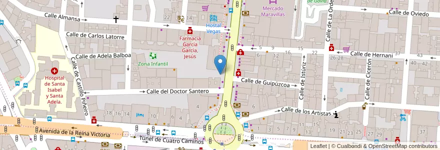 Mapa de ubicacion de Chiquitín Cuatro Caminos en Spain, Community Of Madrid, Community Of Madrid, Área Metropolitana De Madrid Y Corredor Del Henares, Madrid.