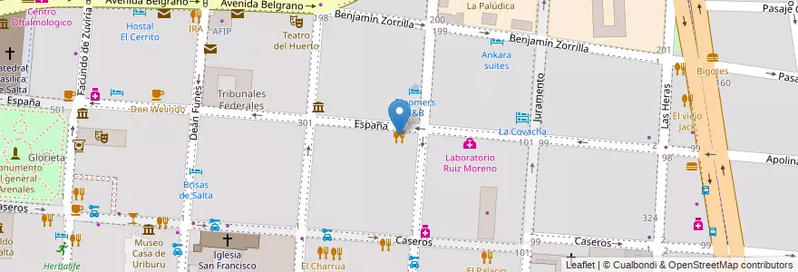 Mapa de ubicacion de Chirimoya Resto Vegetariano en Аргентина, Сальта, Capital, Municipio De Salta, Salta.