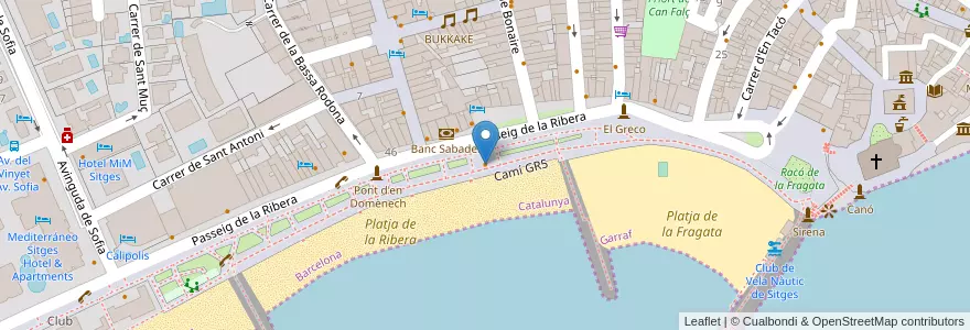 Mapa de ubicacion de Chiringuito en Sepanyol, Catalunya, Barcelona, Garraf, Sitges.