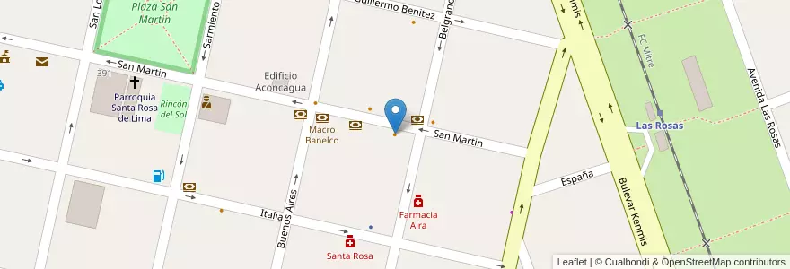 Mapa de ubicacion de Chocolate en アルゼンチン, サンタフェ州, Departamento Belgrano, Municipio De Las Rosas.