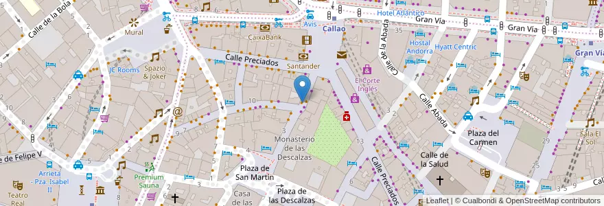 Mapa de ubicacion de Chocolatería Valor en Spain, Community Of Madrid, Community Of Madrid, Área Metropolitana De Madrid Y Corredor Del Henares, Madrid.