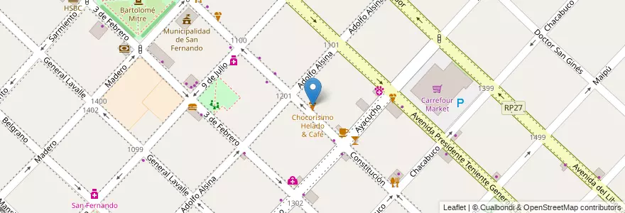 Mapa de ubicacion de Chocorísimo Helado & Café en Arjantin, Buenos Aires, Partido De San Fernando, San Fernando.