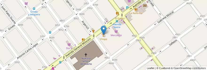 Mapa de ubicacion de Chopp, Villa Pueyrredon en Argentinië, Ciudad Autónoma De Buenos Aires, Comuna 12, Buenos Aires.