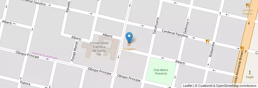Mapa de ubicacion de Choppers en Аргентина, Санта-Фе, Departamento La Capital, Santa Fe Capital, Santa Fe.